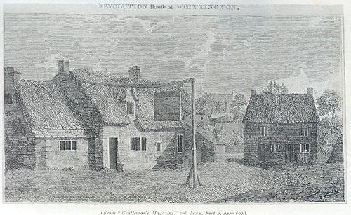 Revolution House at Whittington image from: " Memorials of Old Derbyshire ", Rev. J. Charles Cox, LL.D., F.S.A. (1907) pub. Bemrose & Sons, Limited, 4 Snow Hill. E.C. and Derby  - Image Copyright 2002 Ann Andrews
