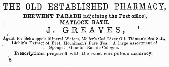 The Derwent Parade Pharmacy of J. Greaves.
Image scan 2004 Ann Andrews