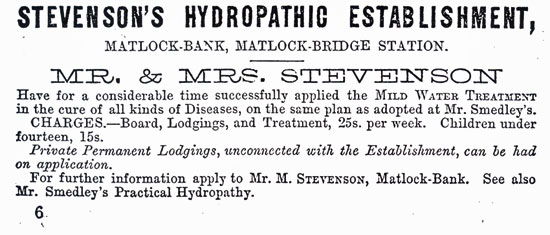 Mr. & Mrs. Stevenson's Hydropathic Establishment, Matlock Bank
Image scan 2004 Ann Andrews
