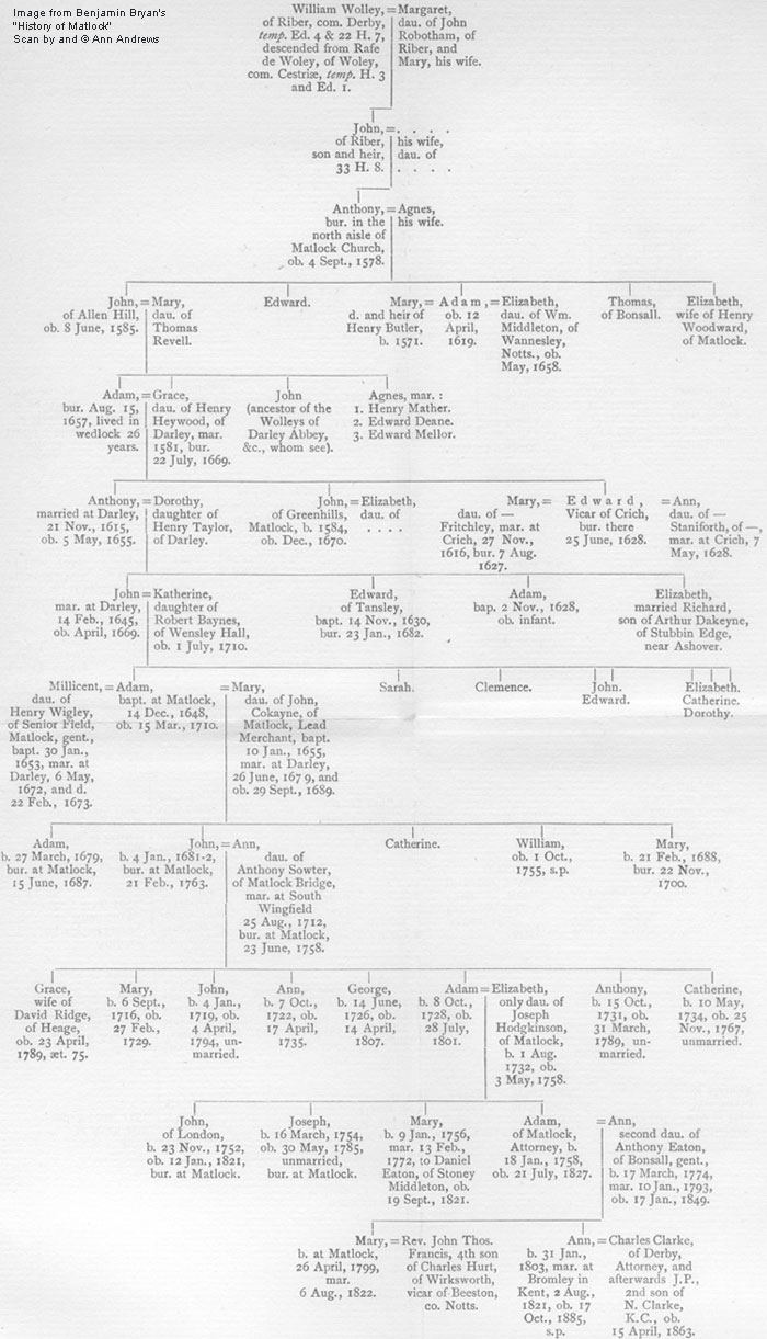 Pedigree of Wolley of Allen Hill
Scan Ann Andrews