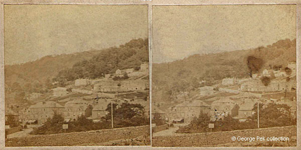 Stereoview of early building development on Holme Road