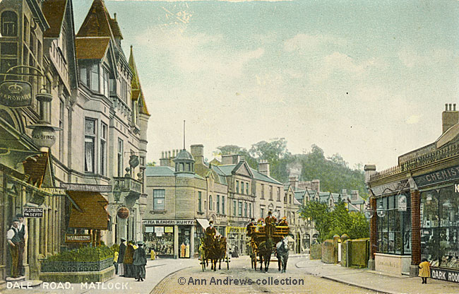 Dale Road and The Old English Hotel, a coloured view card