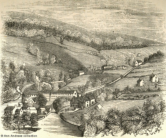 19th Century Engraving of Lea Mills, Derbyshire