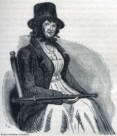 Phoebe Bown was considered to be a most unusual woman by her contemporaries. She is shown here wearing a man's hat, but is otherwise attired in women's clothing.
Image scanned for the internet and copyright Ann Andrews