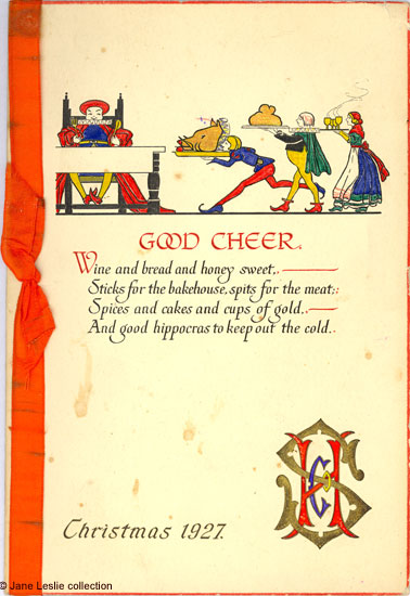 Cover for the Christmas Menu, 1927