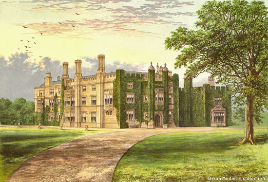 Drakelow Hall, Derbyshire - woodblock print