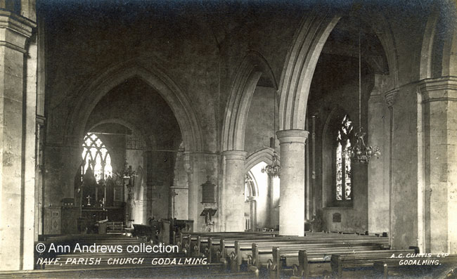 black and white image of the nave and south aisle